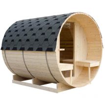 HOME DELUXE - Sauna d'extérieur à tonneau LAHTI DELUXE L - 195 x 220 cm pour 4 personnes
