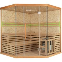 Sauna tradizionale con parete in pietra artificiale skyline big xl - 200 x 200 cm per 6 persone - Home Deluxe