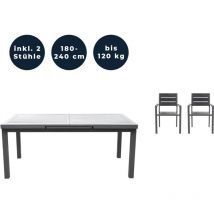 HOME DELUXE - Salon de jardin CALIDO MADERA avec table de jardin extensible et 2 chaises lot de 3 pcs.