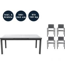 HOME DELUXE - Salon de jardin CALIDO MADERA avec table de jardin extensible et 4 chaises lot de 5 pcs.