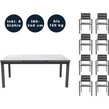 HOME DELUXE - Salon de jardin CALIDO MADERA avec table de jardin extensible et 8 chaises lot de 9 pcs.