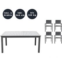 HOME DELUXE - Salon de jardin extensible CASA MADERA - 160/240 x 100 cm 4 chaises lot de 5 pcs.