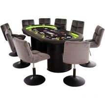 HOME DELUXE - Table de poker avec mallette de poker et chaises LAS VEGAS - Pour 9 personnes Version : 10 chaises incluses
