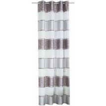 Home Fashion Tenda Tessuto Decorativo A Righe Orizzontali Con Motivo Jacquard, Poliestere, Grigio, 175 x 140 cm