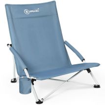 Klappstuhl Strandliegestuhl Klappbar leicht niedriger Strandstuhl Campingstuhl(1 St), mit Getränkehalter, Gepolsterte Armlehnen, bis 120 kg - Homecall