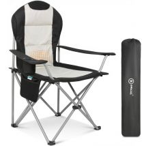 Campingstuhl Hochlehner Klappstuhl Gepolstert Faltsessel Gartenstuh Angelstuhl(Bis 150KG, mit hoher Rückenlehne Armlehne Getränkehalter, 1 St), für