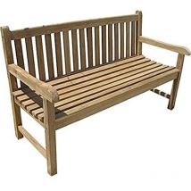 Ambientehome Massive Teakbank 3-Sitzer 150 cm Gartenbank Sitzbank Parkbank Holzbank Panchina da Giardino in Teak Massiccio, 3 posti, Marrone