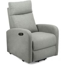 Butaca Berga butaca reclinable manual con reposapiés elevable tapizada en tela de alta calidad, 101x85x65 cm. Color: Gris - Home Heavenly