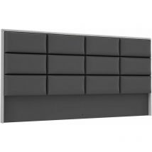 Cabecero de cama saturn, apto para camas de 150 cm, diseño cuarterones tapizado en polipiel . Color: Roble Nordic-Antracita - Home Heavenly