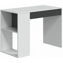 Home Heavenly - Escritorio reversible club, con cajón y estantería con 2 espacios abiertos. 101x73x50 cm. Color: Blanco - Gris antracita