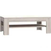 Home Heavenly - Mesa centro con revistero KEVIN, moderna lineal, de 120 cm ancho x 75 cm prof. Color: Roble Arena