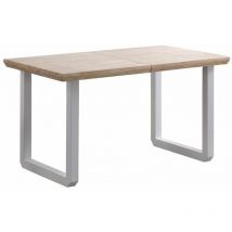 Home Heavenly - Mesa comedor extensible jack, estilo industrial, de 140 - 220 cm ancho, hasta 10 comensales. Pata metal 'u'. Color: Roble Nordish