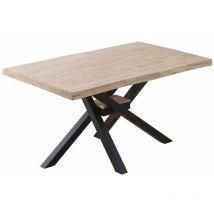 Mesa comedor industrial gael, madera de roble y patas metal cruzadas. 150 x 90 cm Color: Roble Nordish - Negro - Home Heavenly
