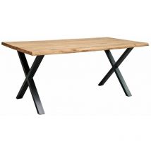 Home Heavenly - Mesa comedor industrial lincoln con pata metálica 'x', tablero madera en roble Medida: 160x90 cm