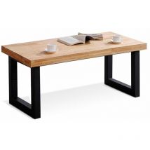 Mesa de centro elevable darek, con cajón interior, Tabla de madera, Patas metal Color: Roble - Negro - Home Heavenly