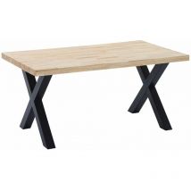 Mesa comedor industrial darek, de madera maciza y patas metal tipo 'x' Color: Roble Nordish - Negro, Medidas: 160 x 90 cm - Home Heavenly