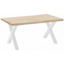 Mesa comedor industrial darek, de madera maciza y patas metal tipo 'x' Color: Roble Nordish - Blanco, Medidas: 160 x 90 cm - Home Heavenly