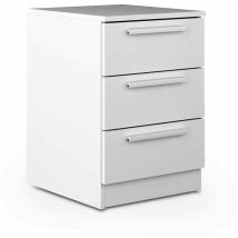 Home Heavenly - Mesita de noche de 3 cajones cube, de madera aglomerada, sistema de apertura con bisagras, tiradores rectos mate Color: Blanco