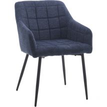 Pack 2 Sillas Comedor freya – Tapizado Tela Alta Resistencia, Diseño Envolvente, Patas Metálicas Negras, Estilo Color : Azul Jaspeado - Home Heavenly