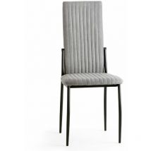 Home Heavenly - Pack 4 sillas comedor tapizadas tasya, en tela detalles verticales, patas metal negras, 101x43x50 cm. Color: Gris Claro