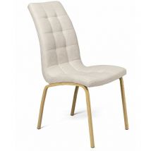 Pack 4 sillas tapizadas mabel, respaldo curvado apoyo lumbar, patas metal tipo madera, 96x42x55 cm. Color: Tela Beige - Home Heavenly