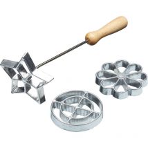 Kitchencraft - Juego de plancha para gofres y molde para galletas con roseta sueca, metal, 4 piezas