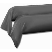 Taies Traversin (Lot de 2), Coton, Gris Anthracite, Tall, 85x185 cm, 2 unità - Home Linge Passion