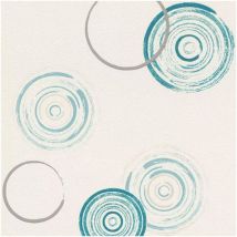 Home Style Circle Textured Wallpaper Blue Vinyl Washable Paste The Wall
