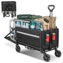 Bollerwagen Faltbar Gartenwagen Handwagen Strandwagen Klappbar Transportwagen ( Erweiterbare Kapazität Mit Zwei Aufbewahrungstaschen.bis 150kg, 120l -