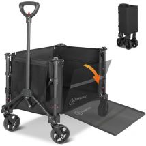 Bollerwagen Faltbar Handwagen Transportwagen klappbar Einkaufstrolley (Erweiterbare Kapazität, bis 100KG, 120L), Für Einkaufen, Camping, Garten,