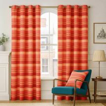 Homescapes - homecapes Cotton Morocco Striped Terracotta Curtains 167 x 228 cm
