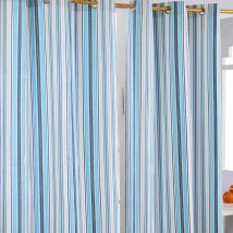 Homecapes New England Stripes Ready Made Blue Curtain Pair, 137 x 228 cm Drop - Blue