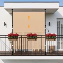Homedemo Senkrechtmarkise Außen, Vertikalmarkise Ohne Bohren, Balkonrollo Mit Einstellbare Handkurbel, Sichtschutz Sonnenschutz Windschutz, Garten, 