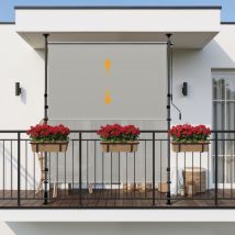Homedemo Senkrechtmarkise Außen, Vertikalmarkise Ohne Bohren, Balkonrollo Mit Einstellbare Handkurbel, Sichtschutz Sonnenschutz Windschutz, Garten, 