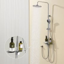 Homelody - Colonna Doccia con Miscelatore Sistema Doccia con Gancio Rimovibile Set Doccia Cromato con Soffione a Pioggia e Doccetta in Ottone
