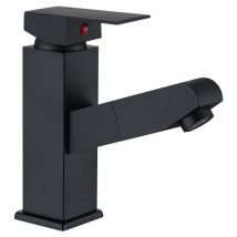 Miscelatore Lavabo Nero con Doccetta Estraibile Rubinetto a Leva Miscelatore Monocomando in Acciaio Inossidabile