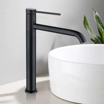 Homelody - Robinet de Lavabo Noir Mat Mitigeur Salle de Bain Bec Haut pour Vasque Robinet Salle de Bain Pivotant 360° Robinetterie en Inox SS304