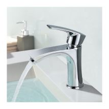 Homelody - Robinet Salle de Bain Robinetterie Lave-mains avec Levier Unique Mitiguer Lavabo à Deux Voies Robinet de Lavabo en Acier Inox Chromé