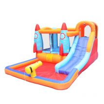 Homemiyn - Hüpfburg mit Gebläse für Kinder, Outdoor Spielplatz mit Klettern und Rutsche und Schwimmbeckenm im Freien, geeignet für 3 bis 10 Jahre alt