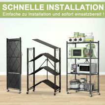 Homemiyn - Klappbares Regal Mit Rollen 4 Etagen 5 Etagen Schwerlastregal Standregal Klappbares Küchenregal 71x34x121/159cm Metallregal Schwarz 