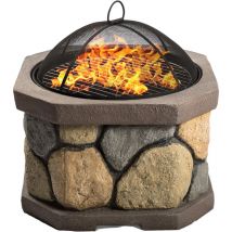 Homeology - bogota Bold Garden & Patio Heater Fire Pit Brazier and Barbecue with Eco-Stone Finish