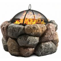 Homeology - seychelles Grand Garden & Patio Heater Fire Pit Brazier and Barbecue with Eco-Stone Finish