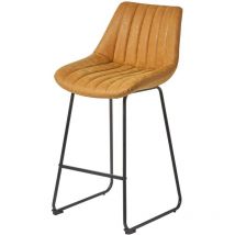 HOMESCAPES Ascot Tabouret de bar imitation cuir, Marron clair