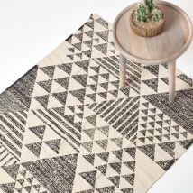 Homescapes - Baumwoll-teppich Delphi Mit Geometrischem Muster In Schwarz-weiß, 90 X 150 Cm