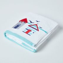HOMESCAPES Serviette de toilette brodée 100% coton peigné 550 g/m², 50 x 90 cm