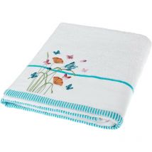 Drap de bain brodé papillons et fleurs fleuries 100 x 140 cm - Homescapes
