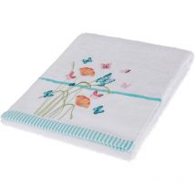 Serviette invité brodée papillons et fleurs fleuries 50 x 80 cm - Homescapes