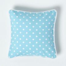 Homescapes - Cotton Blue Polka Dots Cushion Cover, 30 x 30 cm - Blue