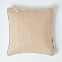 Homescapes - Cotton Rajput Ribbed Beige Cushion Cover, 45 x 45 cm - Natural