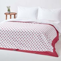 Cotton Red Heart Decorative Sofa Throw - Homescapes